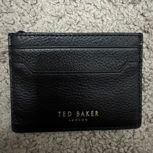 Ted Baker Black Leather Card Holder with Gold Logo